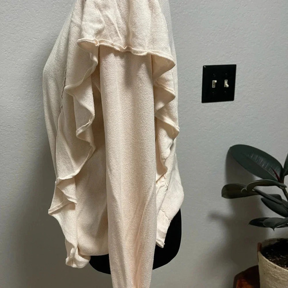 Lumiere Crewneck Light Pink Ruffled Long Sleeve Knit Sweater Large - Picture 3 of 6